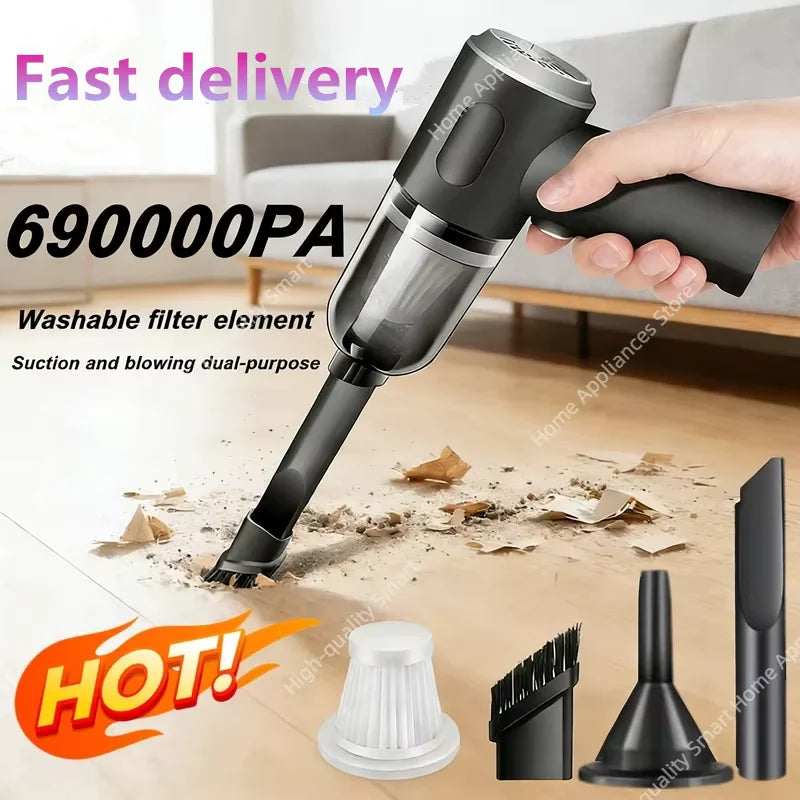 Wireless Car Vacuum – Cordless Wet & Dry Handheld Cleaner, Fast Charging