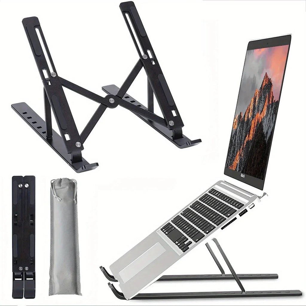 Adjustable Aluminum Laptop Stand – 6-Level Height, Foldable & Ventilated