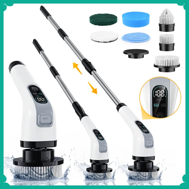 7-in-1 Electric Spin Scrubber Brush – Cordless Bathroom & Kitchen Cleaning Tool with Interchangeable Brush Heads