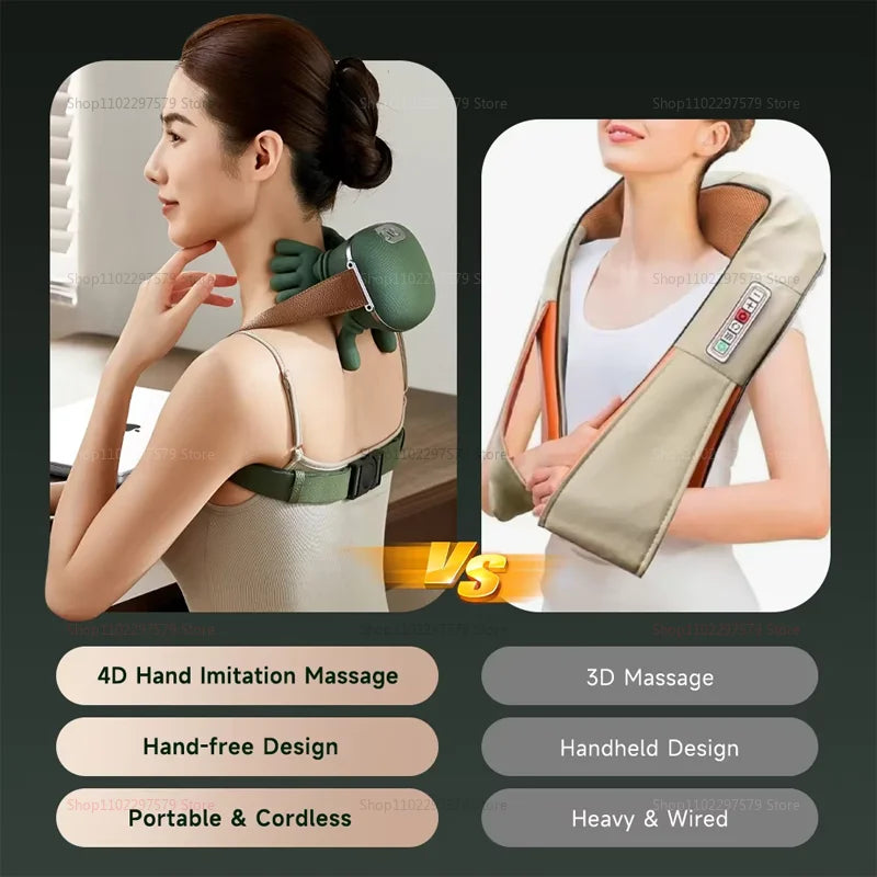 houlder & Neck Massager – Rechargeable Deep Kneading Massage Pillow