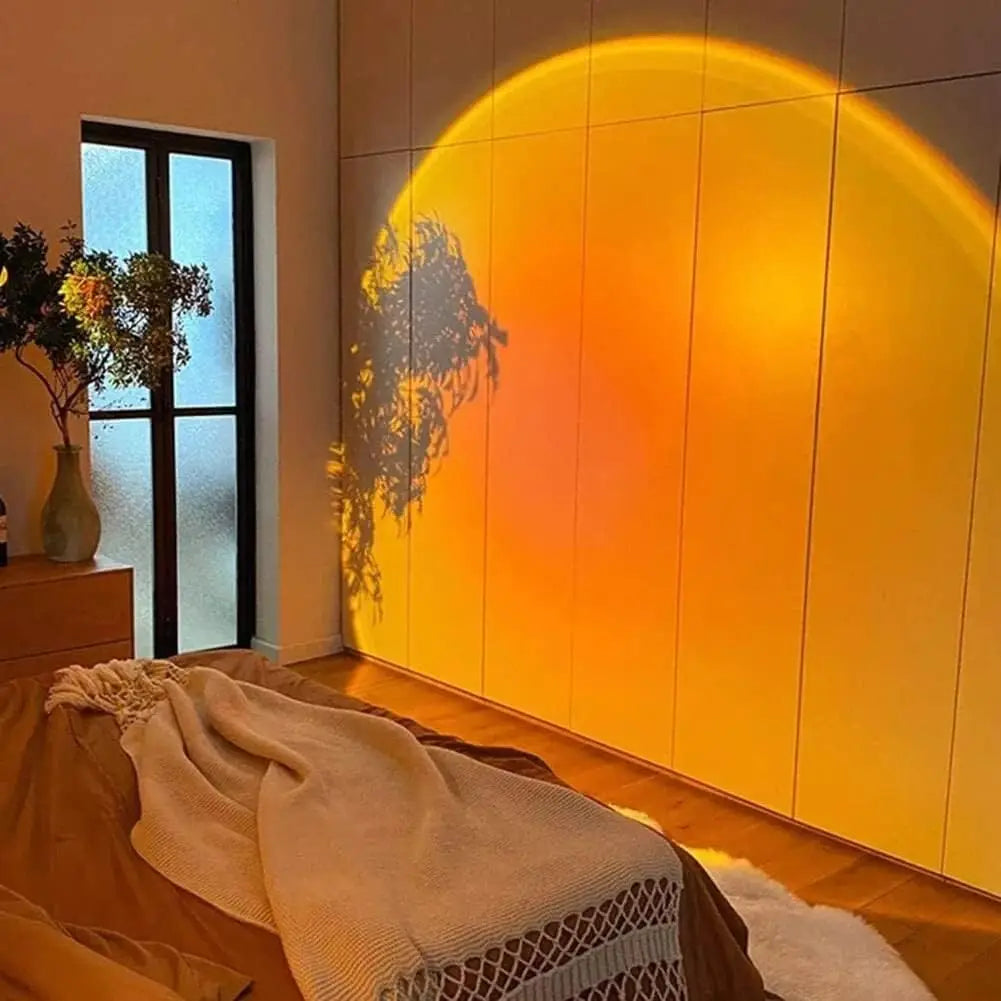 USB Sunset Projection Lamp – 360° Rotatable LED Mood Light for Bedroom, Living Room & Photography
